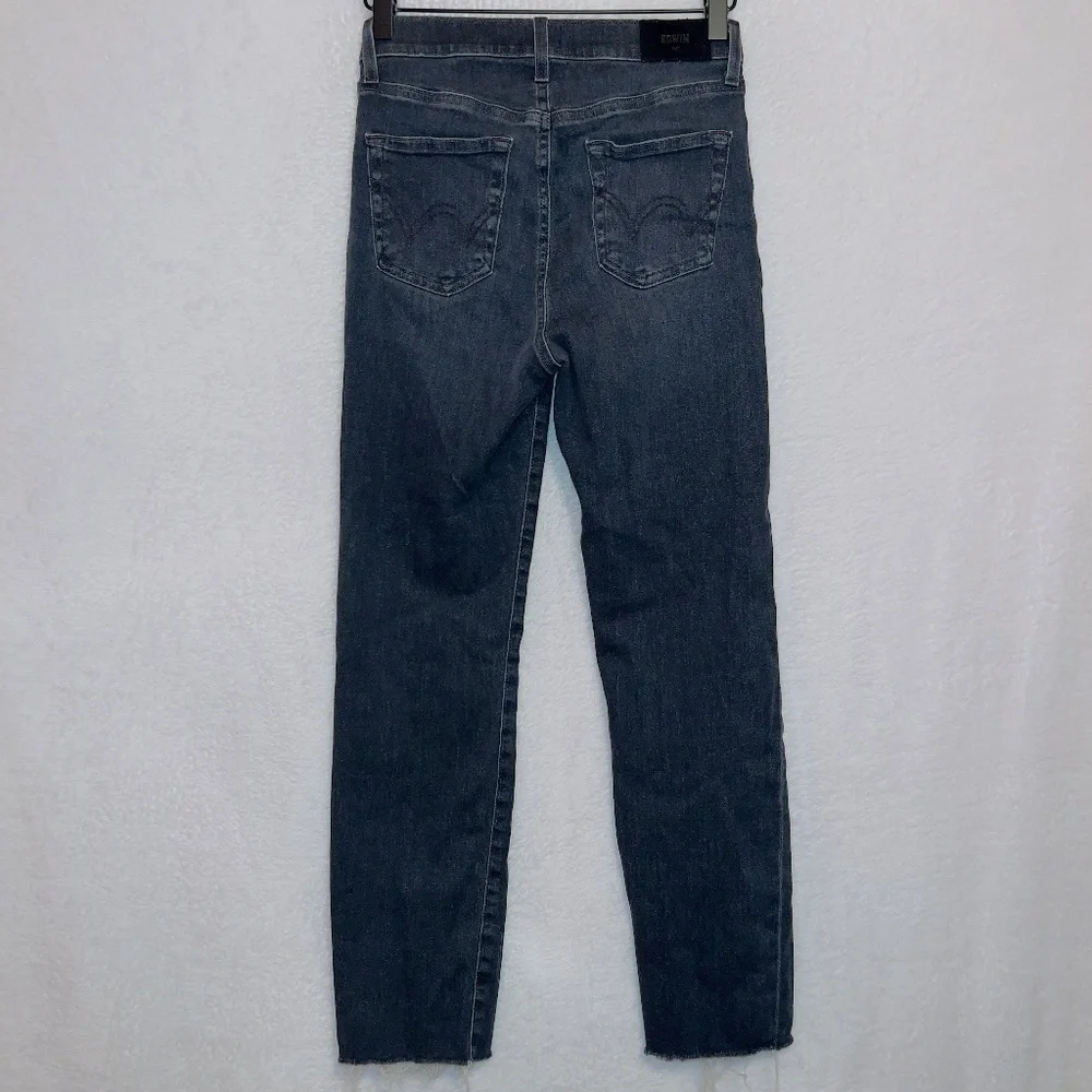 EDWIN Bree High Waist Raw Hem Crop Straight Leg Jeans In Ashland size 25 - Picture 7 of 7